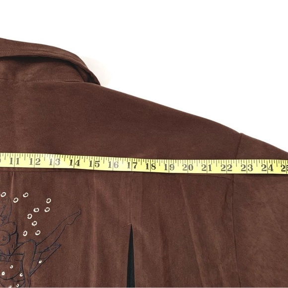 Vintage “Martini Time" embroidered brown ultra suede S/S party shirt- XXL - Picture 10 of 13